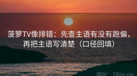菠萝TV像排错：先查主语有没有跑偏，再把主语写清楚（口径回填）
